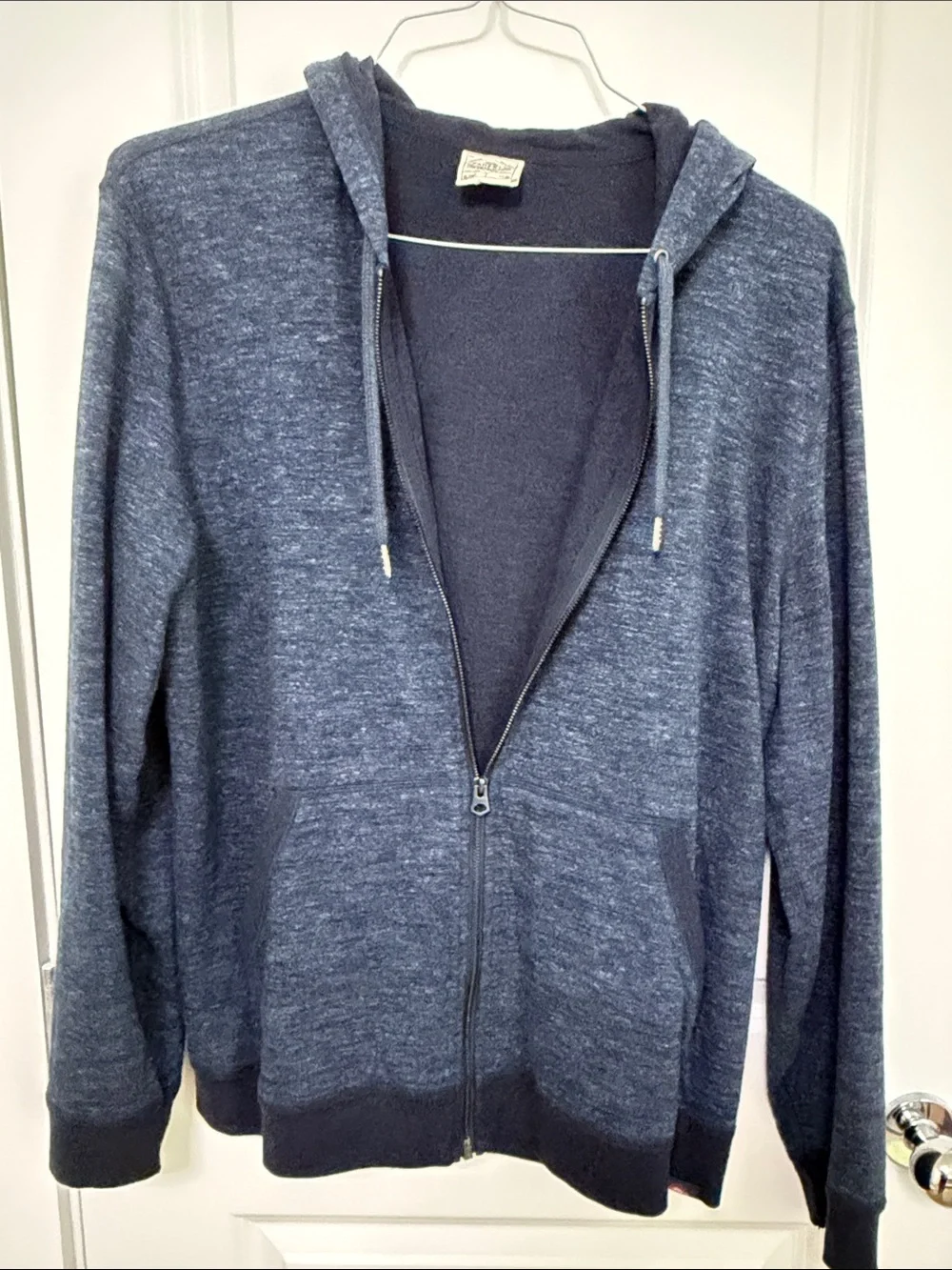 Faherty Men's Heather Navy Full-Zip Hoodie Sweater